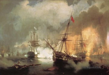 morskoe srazhenie pri navarine goda 1846 barcos de guerra Pinturas al óleo